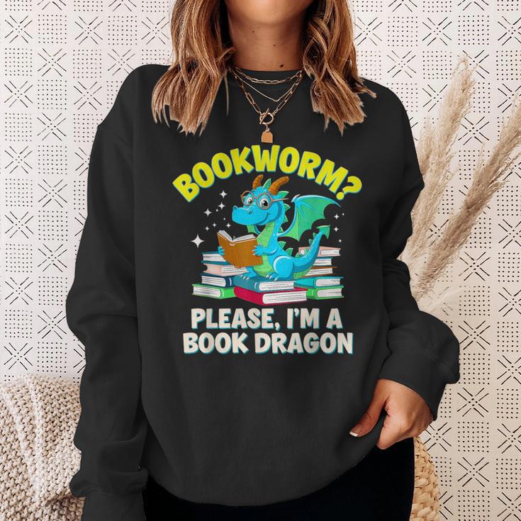 Bookworm Please I'm A Book Dragon Cute Nerds Fantasy Reader Sweatshirt Gifts for Her