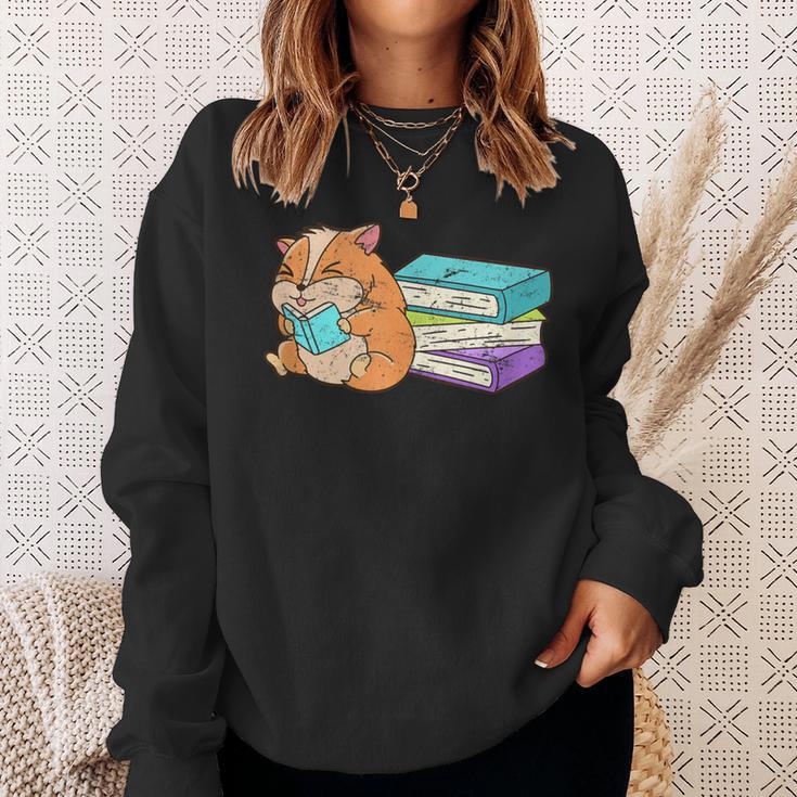 Bookworm Reading Hamster Books Sweatshirt Gifts for Her