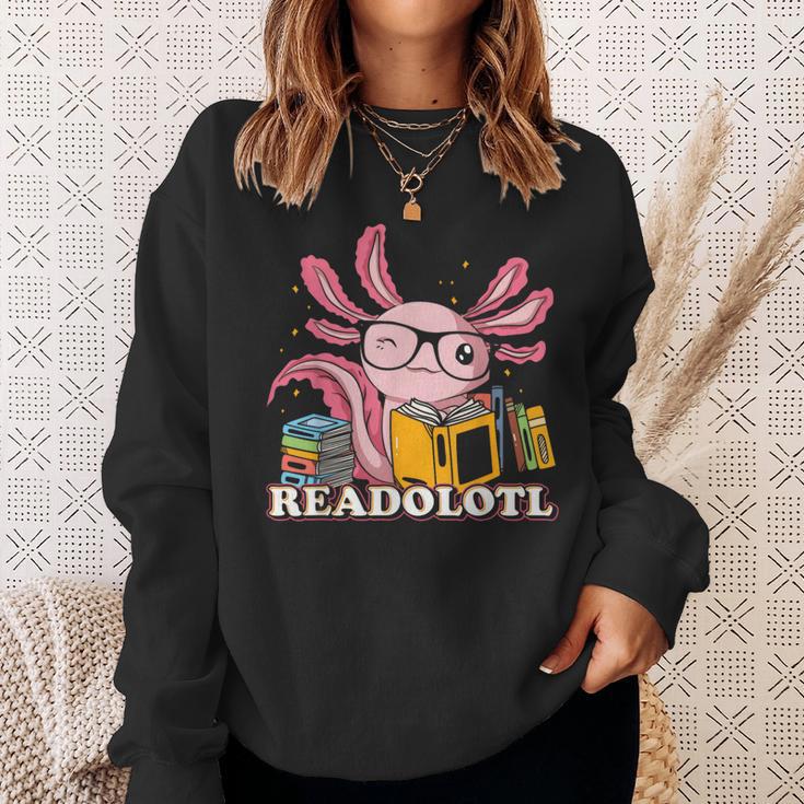 Bookworm Readolot Mexican Salamander Book Reading Axolotl Sweatshirt Gifts for Her