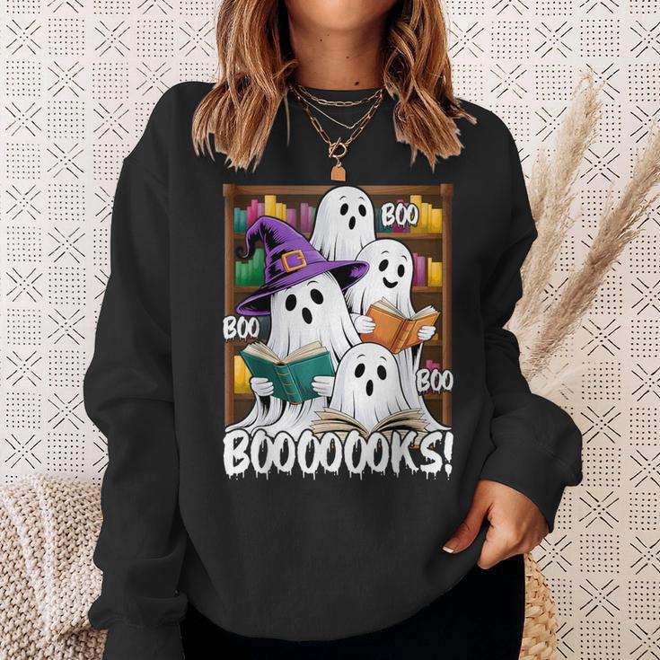 Boooks Ghosts Reading Book Retro Halloween Teacher Librarian Sweatshirt Gifts for Her Boooks Ghosts Reading Book Retro Halloween Teacher Librarian Sweatshirt Gifts for Her