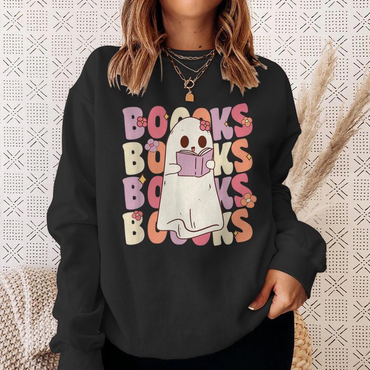 Boooks Halloween Ghost Pun Boo Books Groovy Ghost Sweatshirt Gifts for Her Boooks Halloween Ghost Pun Boo Books Groovy Ghost Sweatshirt Gifts for Her