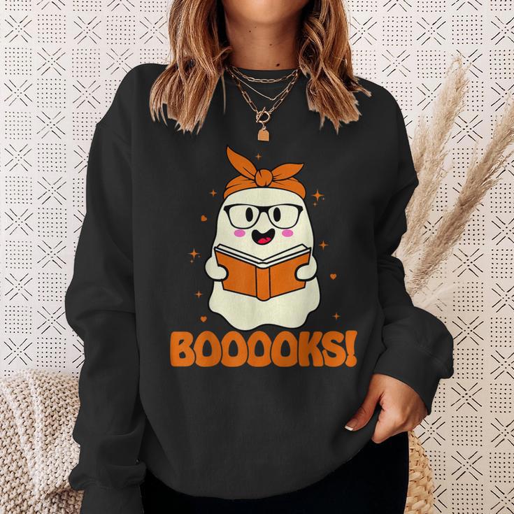 Booooks Ghost Boo Read Books Library Teacher Halloween Cute For Men Women Kids Sweatshirt Gifts for Her