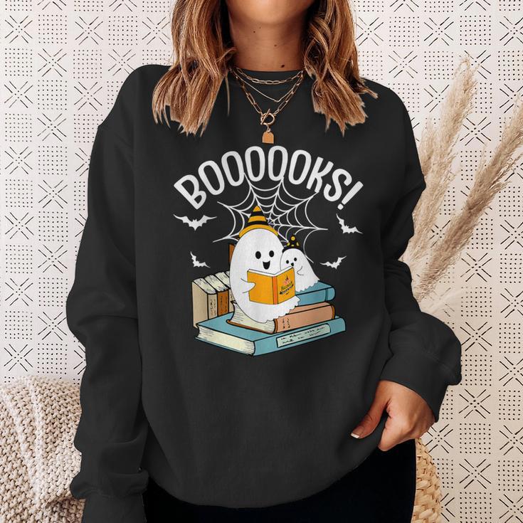 Booooks Ghost Read Books Halloween Sweatshirt Gifts for Her