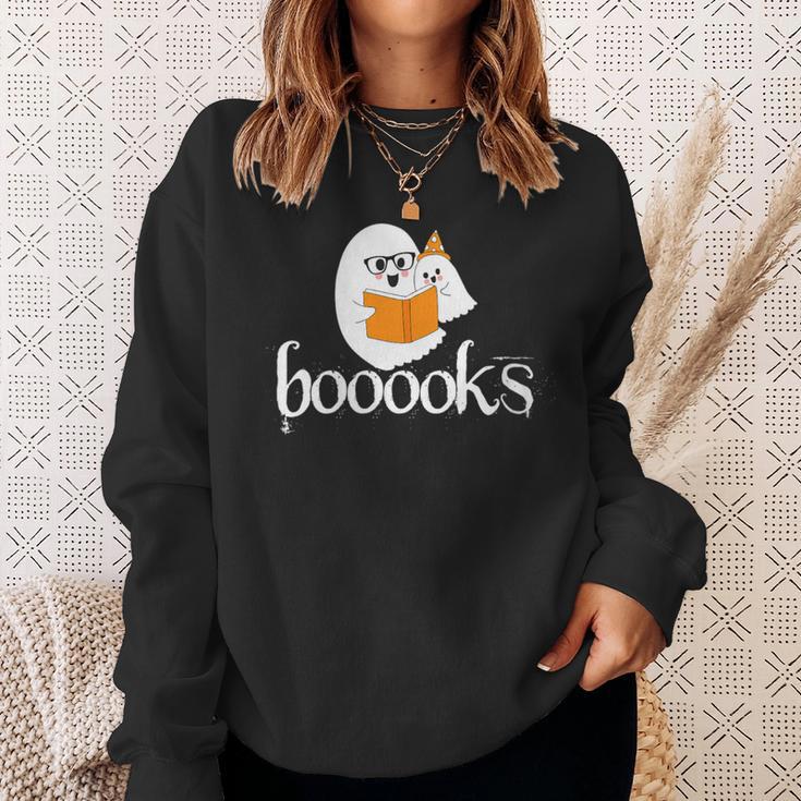 Booooks Halloween Cute Ghost Reading Library Books Sweatshirt Gifts for Her