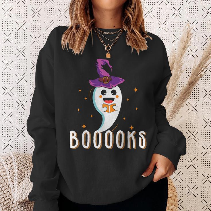 Booooks Halloween Shirts Cute Ghost Book Teacher Reading For Men Women Kids Sweatshirt Gifts for Her