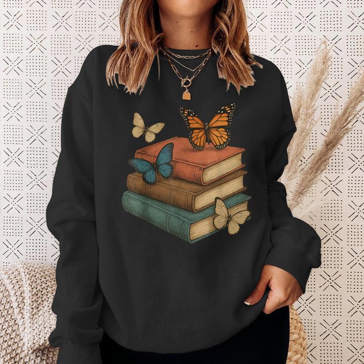 Butterflies And Books Cute Butterfly Sweatshirt Gifts for Her