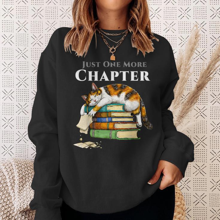 Calico Cat Reading Book Lover Just One More Chapter Sweatshirt Gifts for Her