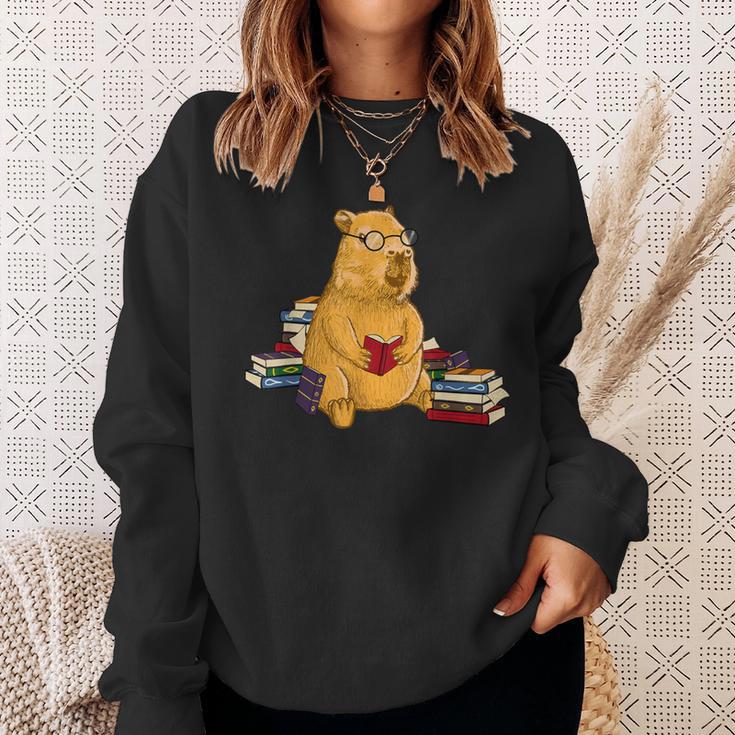Capybara Reading Books Sweatshirt Gifts for Her Capybara Reading Books Sweatshirt Gifts for Her