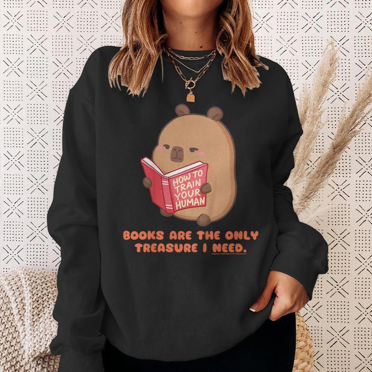 CapyFun Books Are The Only Treasure I Need Capybara Kids Sweatshirt Gifts for Her