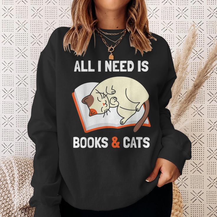 Cat Lovers All I Need Is Books & Cats Book Men Women Kids Sweatshirt Gifts for Her