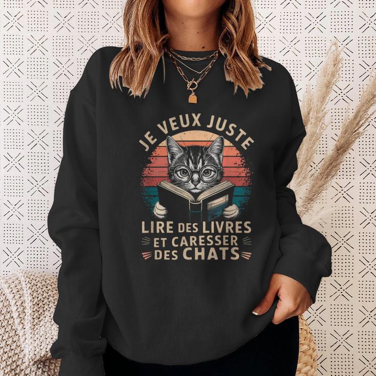 Cat And Reading For Book And Cat Lover Sweatshirt Gifts for Her