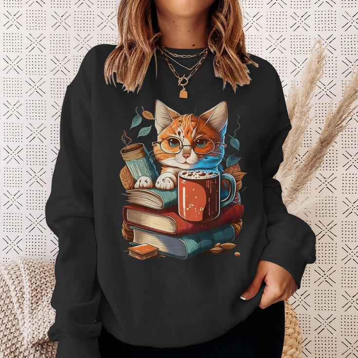 Cat Reading A Book Men Women Kids Sweatshirt Gifts for Her