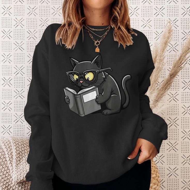 Cat Reading a Book Nerd Kitty Bookworm Sweatshirt Gifts for Her Cat Reading a Book Nerd Kitty Bookworm Sweatshirt Gifts for Her