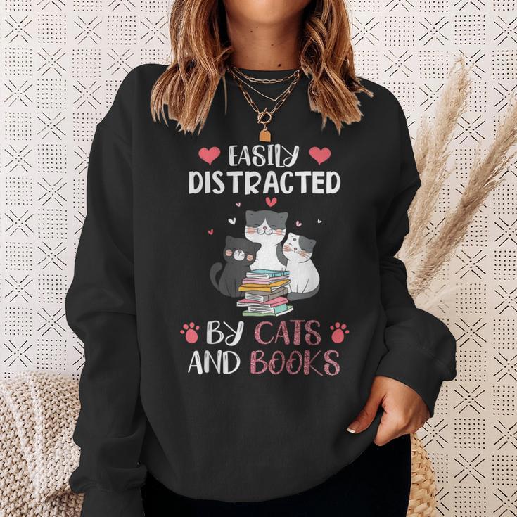 Cat Simply Distracted By Cats And Books Sweatshirt Gifts for Her Cat Simply Distracted By Cats And Books Sweatshirt Gifts for Her