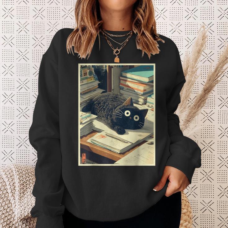 Cat Teacher Student School Last Day Books First 100th Day Sweatshirt Gifts for Her