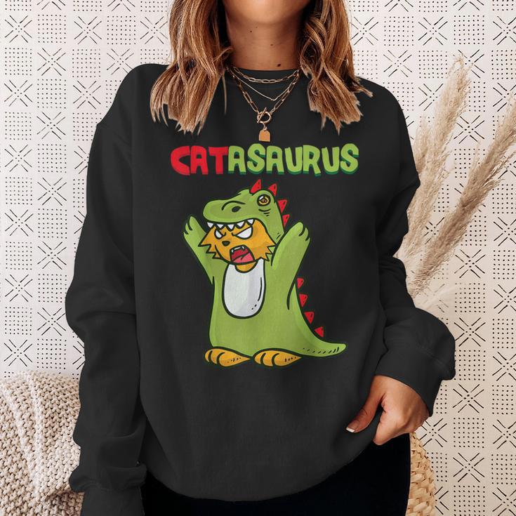 Catasaurus T-Rex Cat Kitten Dinosaur Feline Dino Dragon スウェットシャツ 彼女への贈り物