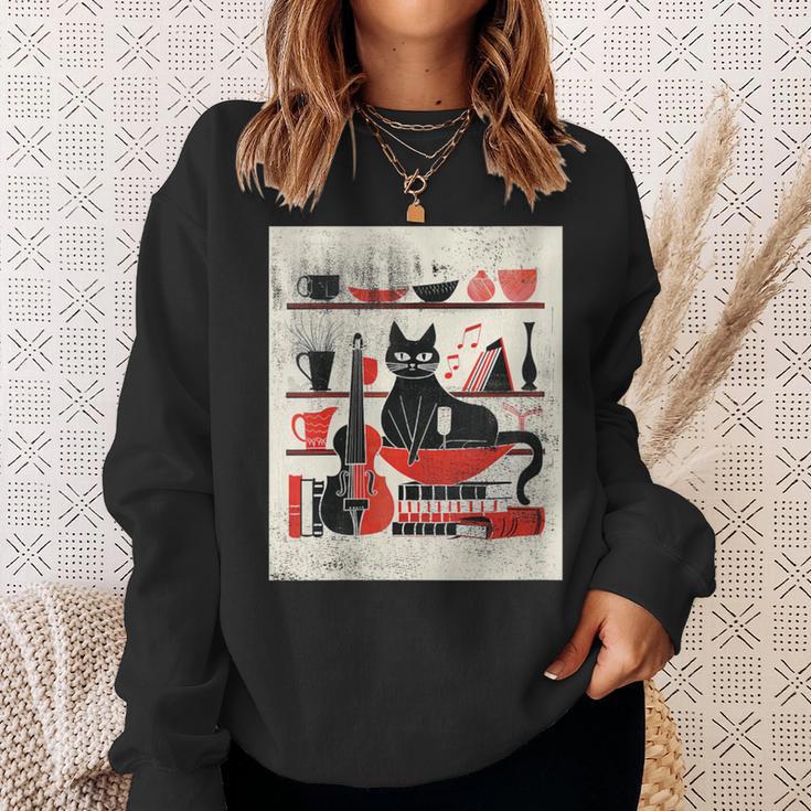 Cats Music Books Lover Essentials Red Retro Silkscreen Sweatshirt Gifts for Her Cats Music Books Lover Essentials Red Retro Silkscreen Sweatshirt Gifts for Her