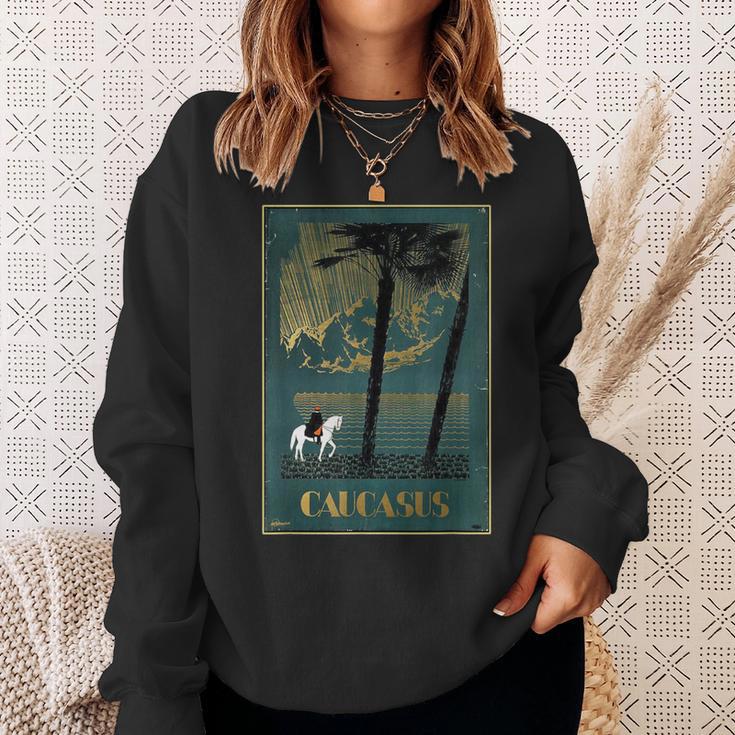 Caucasas Caucasus Mountains レトロ ヴィンテージ 馬 ライダー スウェットシャツ 彼女への贈り物