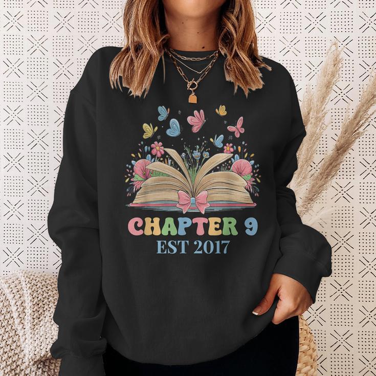 Chapter 9 Years Old 9th Birthday Butterfly Bow Book Lover Sweatshirt Gifts for Her