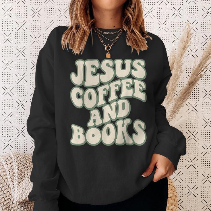 Christian Book Lover Coffee And Jesus Faith Reading Sweatshirt Gifts for Her