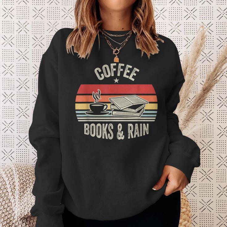 Coffee Books And Rain Retro Vintage Book Lover Reading Sweatshirt Gifts for Her Coffee Books And Rain Retro Vintage Book Lover Reading Sweatshirt Gifts for Her