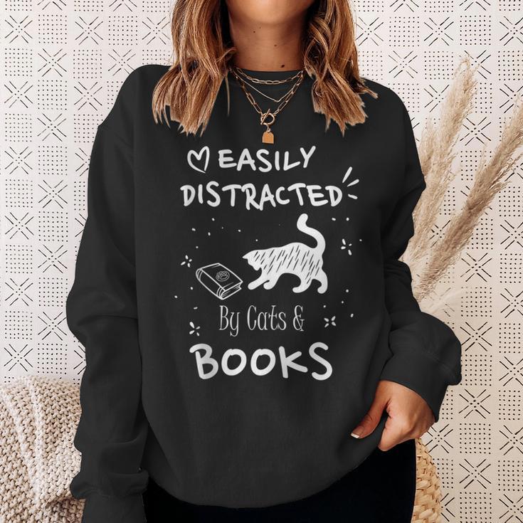 Coffee Cats And Books Ironic Kitty Literature Sweatshirt Gifts for Her Coffee Cats And Books Ironic Kitty Literature Sweatshirt Gifts for Her