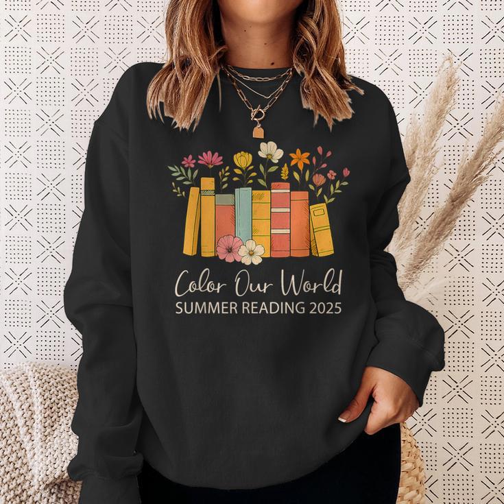 Color Our World Summer Reading 2025 Floral Cute Book Lover Sweatshirt Gifts for Her Color Our World Summer Reading 2025 Floral Cute Book Lover Sweatshirt Gifts for Her