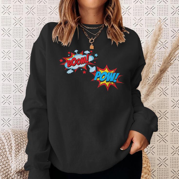 Comic Book POW Shirt BOOM Retro Superhero Costume Sweatshirt Gifts for Her