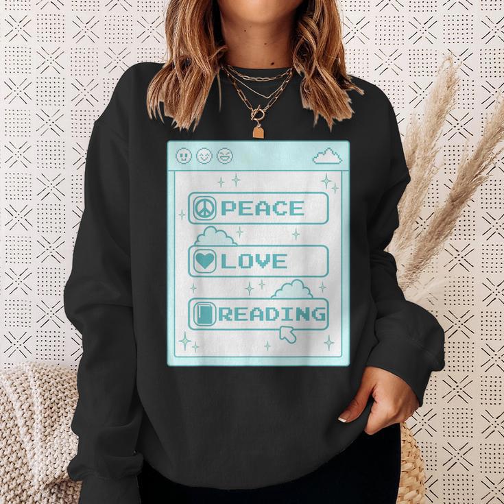 Computer Geek Peace Love Reading Cool Book Lover Bookworm Sweatshirt Gifts for Her