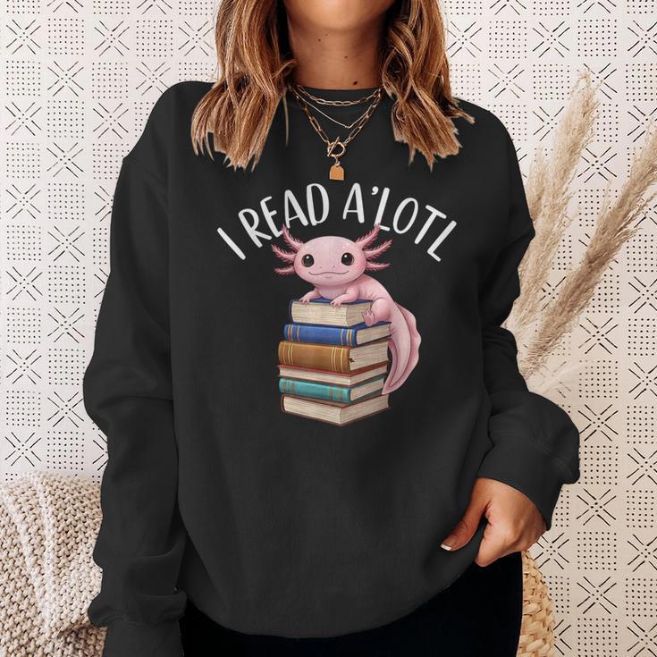 Cool Axolotl Reading Library Book Lover Reading Women Men Sweatshirt Gifts for Her