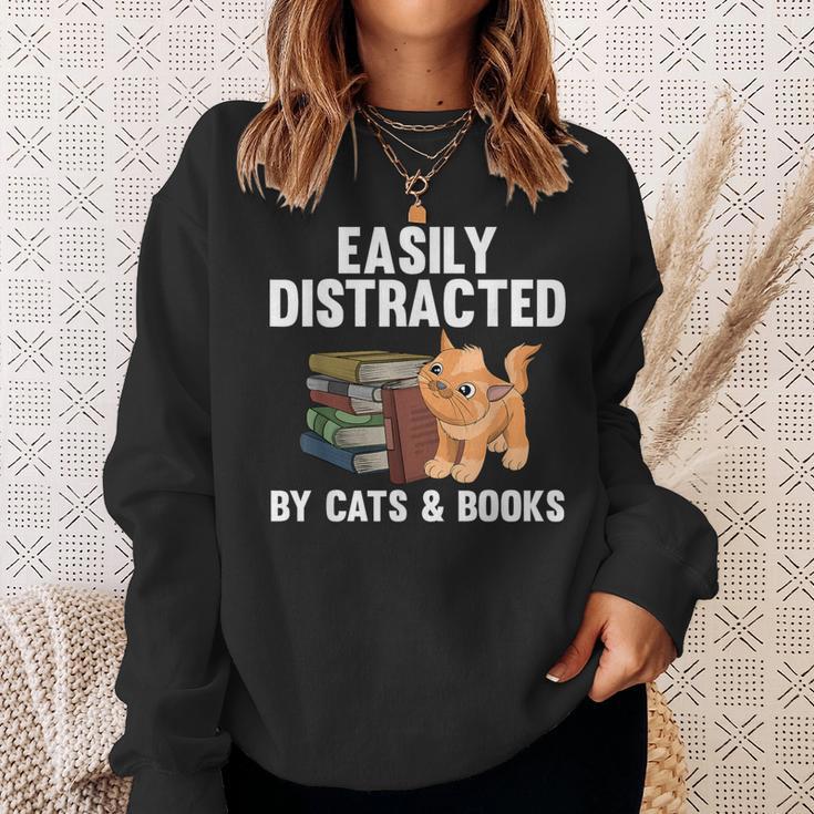 Cool Book Reader For Men Women Book Lover Bookworm Cat Book Sweatshirt Gifts for Her