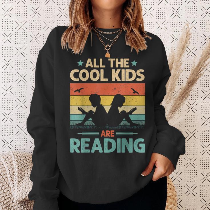 All The Cool Kids Are Reading Retro Book Lovers Reader Nerd Sweatshirt Gifts for Her