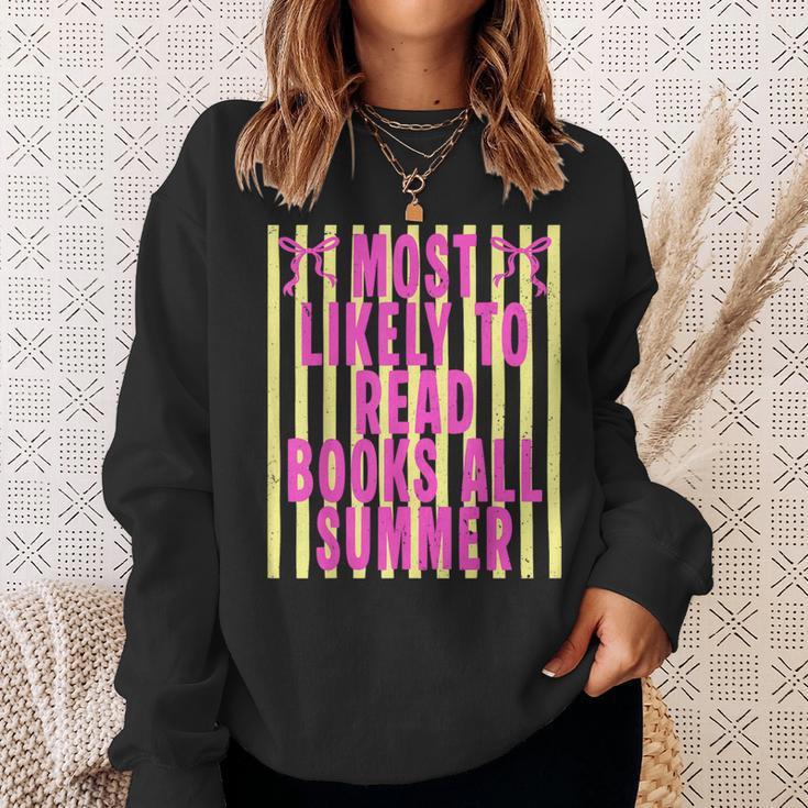 Coquette Striped Most Likely To Read Books All Summer Sweatshirt Gifts for Her