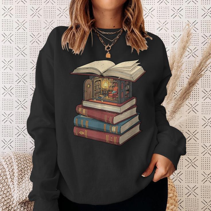 Cozy Reading Nook Between Books Book Lover Aesthetic Sweatshirt Gifts for Her