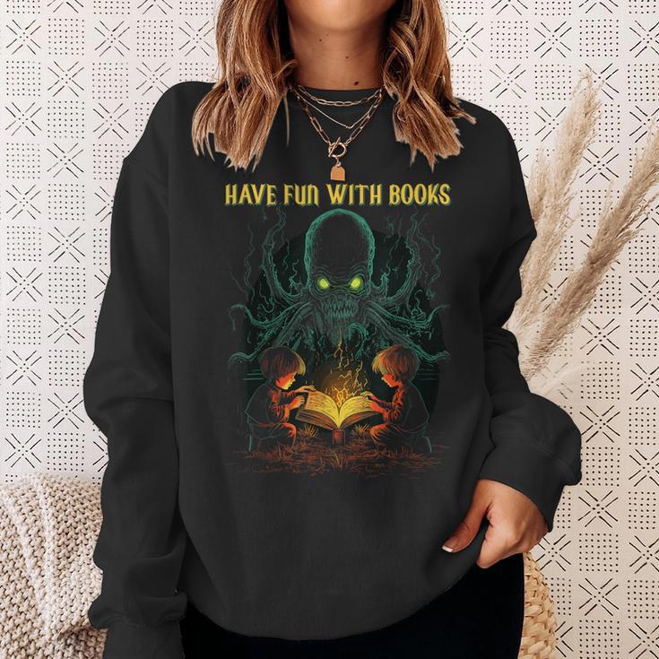 Cthulhu Necronomicon Fun With Books Cosmic Horror Cthulhu Sweatshirt Gifts for Her