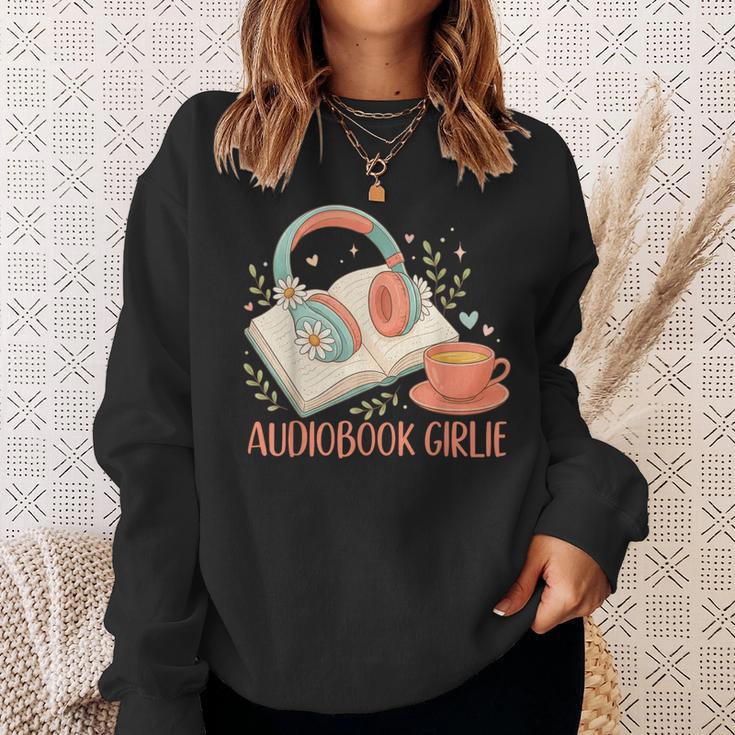 Cute Audiobook Girl Aesthetic Book & Tea Love Sweatshirt Gifts for Her
