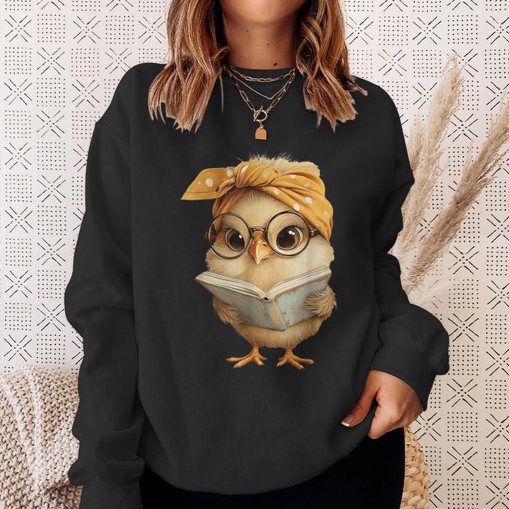 Cute Chick Reading Book Bandana Sweatshirt Gifts for Her