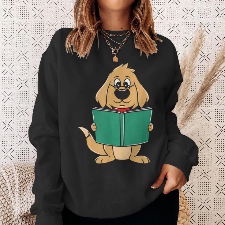Cute Dog Reading A Human Training Book Dog Sweatshirt Gifts for Her