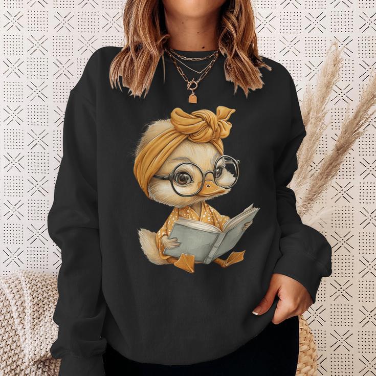 Cute Duckling Reading Book With Sweatshirt Gifts for Her