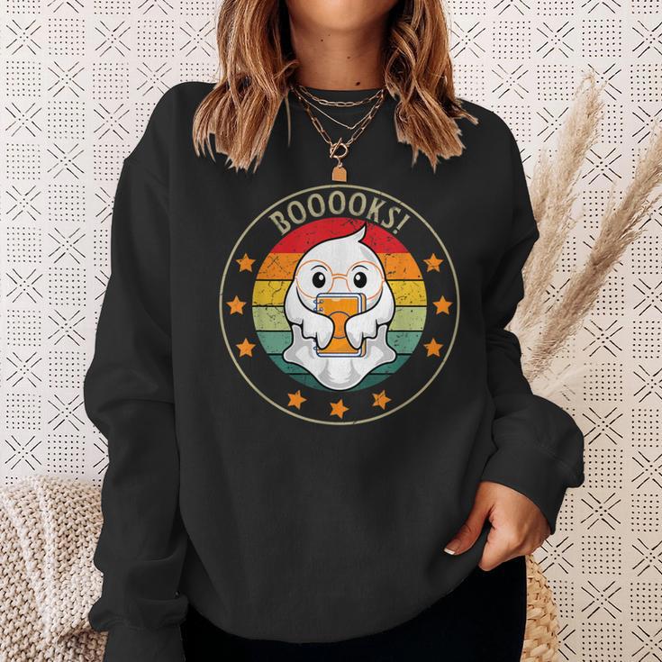 Cute Ghost Book Reading Halloween Teacher Top Puns For Men Women Kids Sweatshirt Gifts for Her