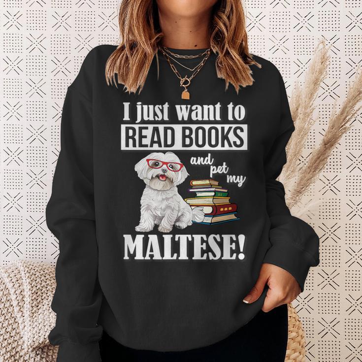 Cute Glasses Read Books & Pet My Maltese Lover Sweatshirt Gifts for Her Cute Glasses Read Books & Pet My Maltese Lover Sweatshirt Gifts for Her