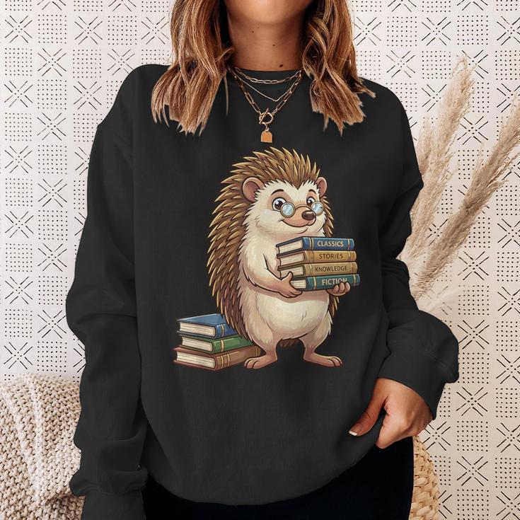 Cute Hedgehog Classics Stories Knowledge Fiction Reading Sweatshirt Gifts for Her