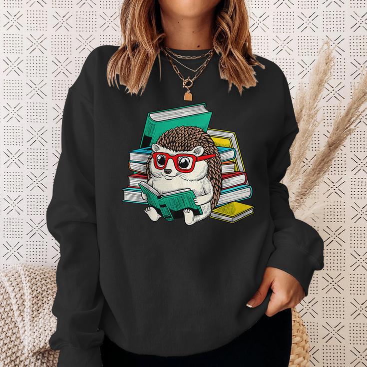 Cute Hedgehog Reading A Book Nerd Readers Sweatshirt Gifts for Her