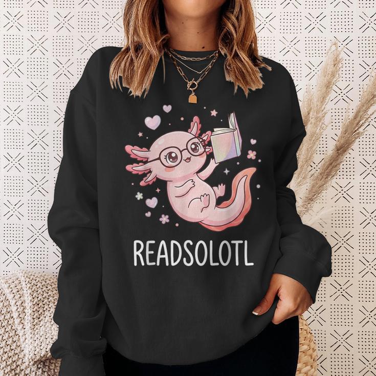 Cute Kawaii Readsolotl Axolotl Reading Book Pun Sweatshirt Gifts for Her Cute Kawaii Readsolotl Axolotl Reading Book Pun Sweatshirt Gifts for Her