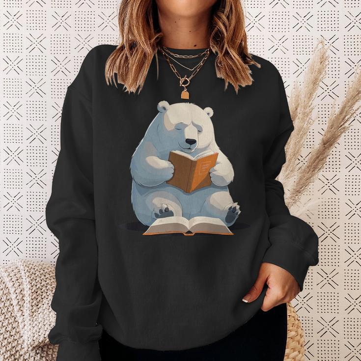 Cute Polar Bear Is Reading a Book Reading Polar Bear Sweatshirt Gifts for Her