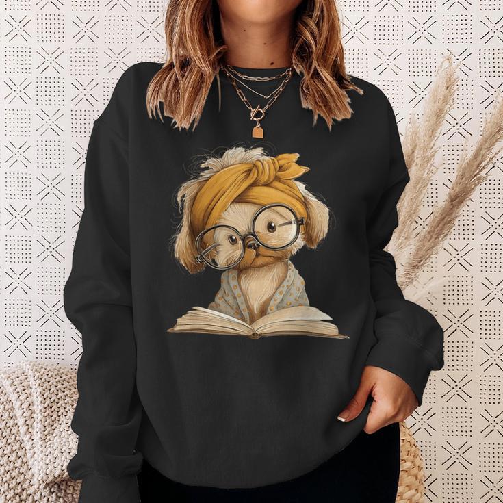 Cute Puppy Reading Dog Book Lover Animal Graphic Small Open Sweatshirt Gifts for Her Cute Puppy Reading Dog Book Lover Animal Graphic Small Open Sweatshirt Gifts for Her