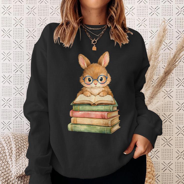 Cute Rabbit Bunny Reading Book Easter Day Teacher Librarian Sweatshirt Gifts for Her Cute Rabbit Bunny Reading Book Easter Day Teacher Librarian Sweatshirt Gifts for Her