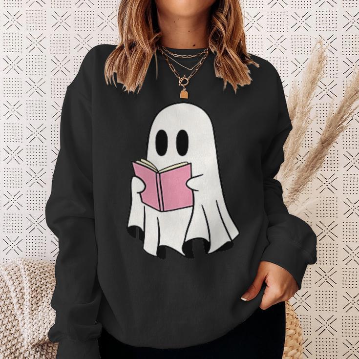 Cute Retro Reading Book Library Ghost Costume Sweatshirt Gifts for Her