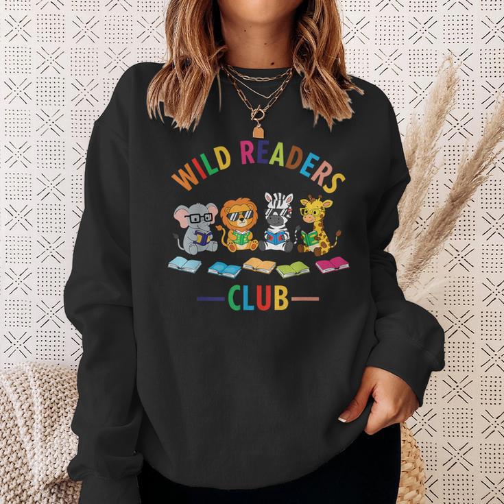Cute Safari Animals Reading Books Reading Club Kids Literacy Sweatshirt Gifts for Her