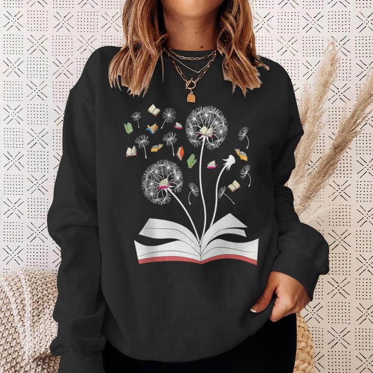 Dandelion Floral Book Reading Lovers Graphics Sweatshirt Gifts for Her